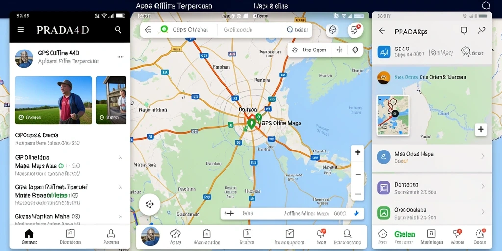 Antarmuka PRADA4D dengan fitur GPS Offline Maps yang intuitif.