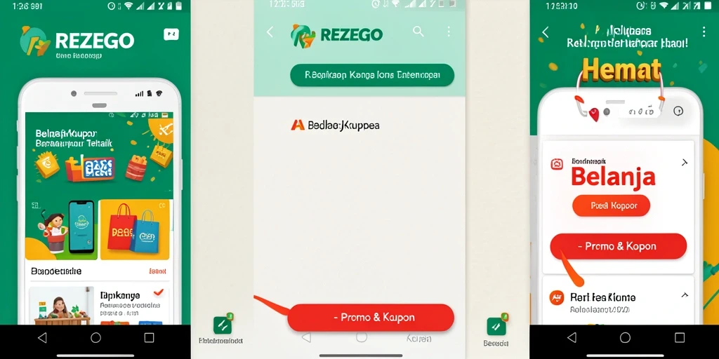Antarmuka REZEGO menampilkan berbagai kupon menarik untuk berbelanja.